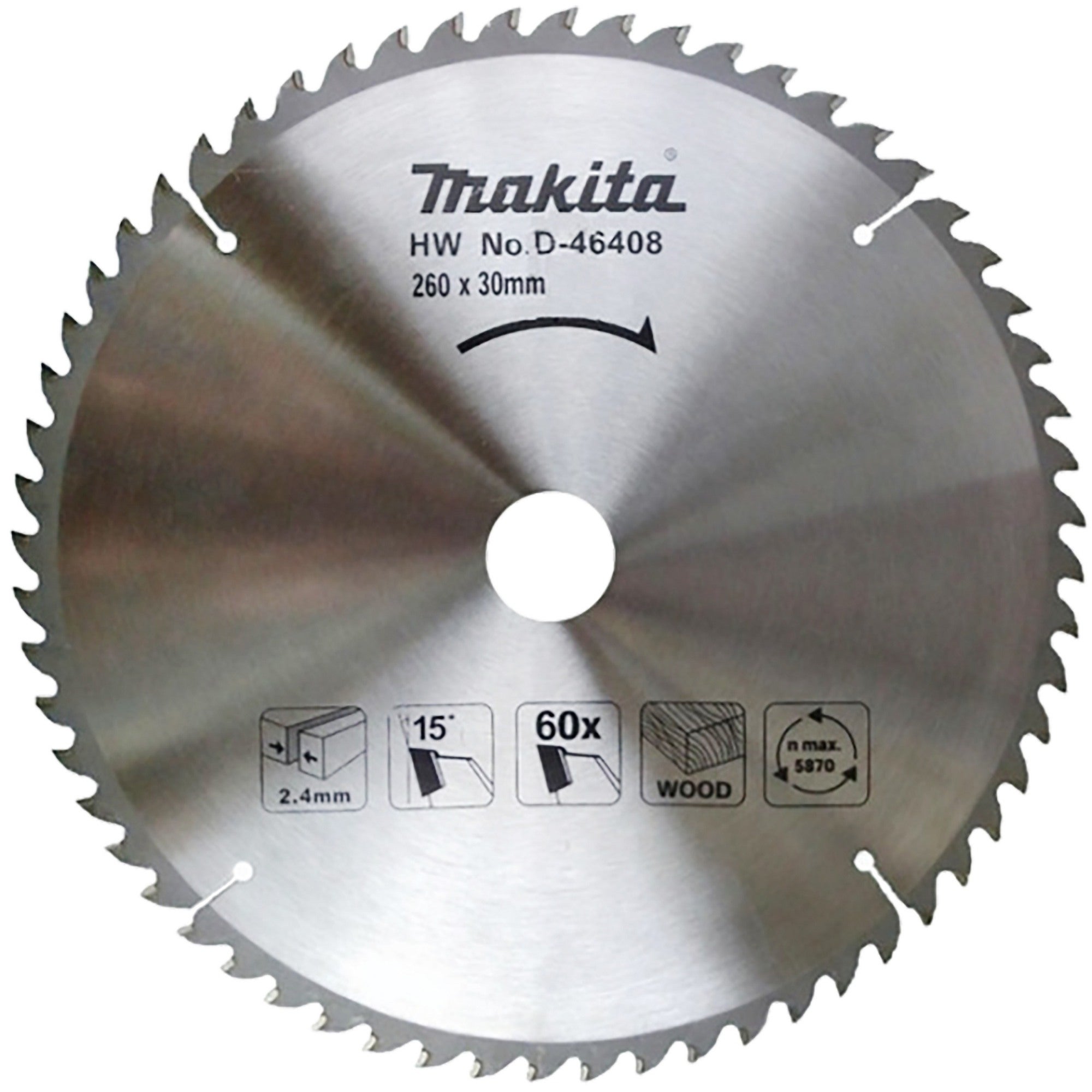 Tarcza tnąca do drewna MAKITA 260x30 mm, 60 zębów