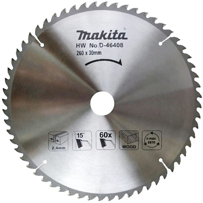 Tarcza tnąca do drewna MAKITA 260x30 mm, 60 zębów