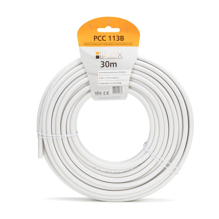 Przewód antenowy PCC113B 75Ω żyla 1,13mm 30m