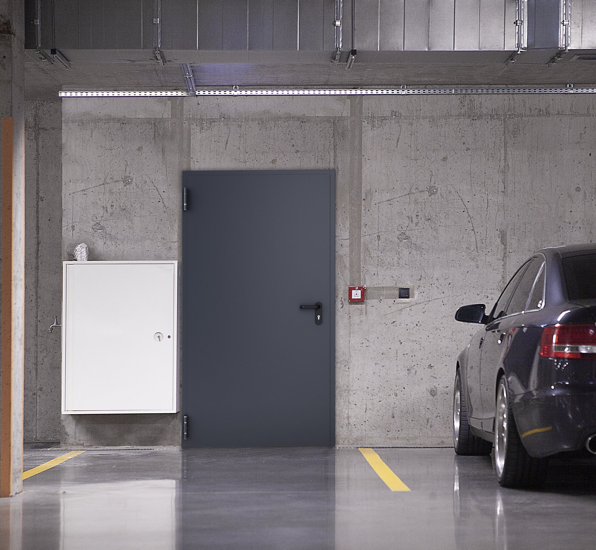 Drzwi techniczne Technical przeciwpożarowe EI30 100 lewe RAL 7016 1