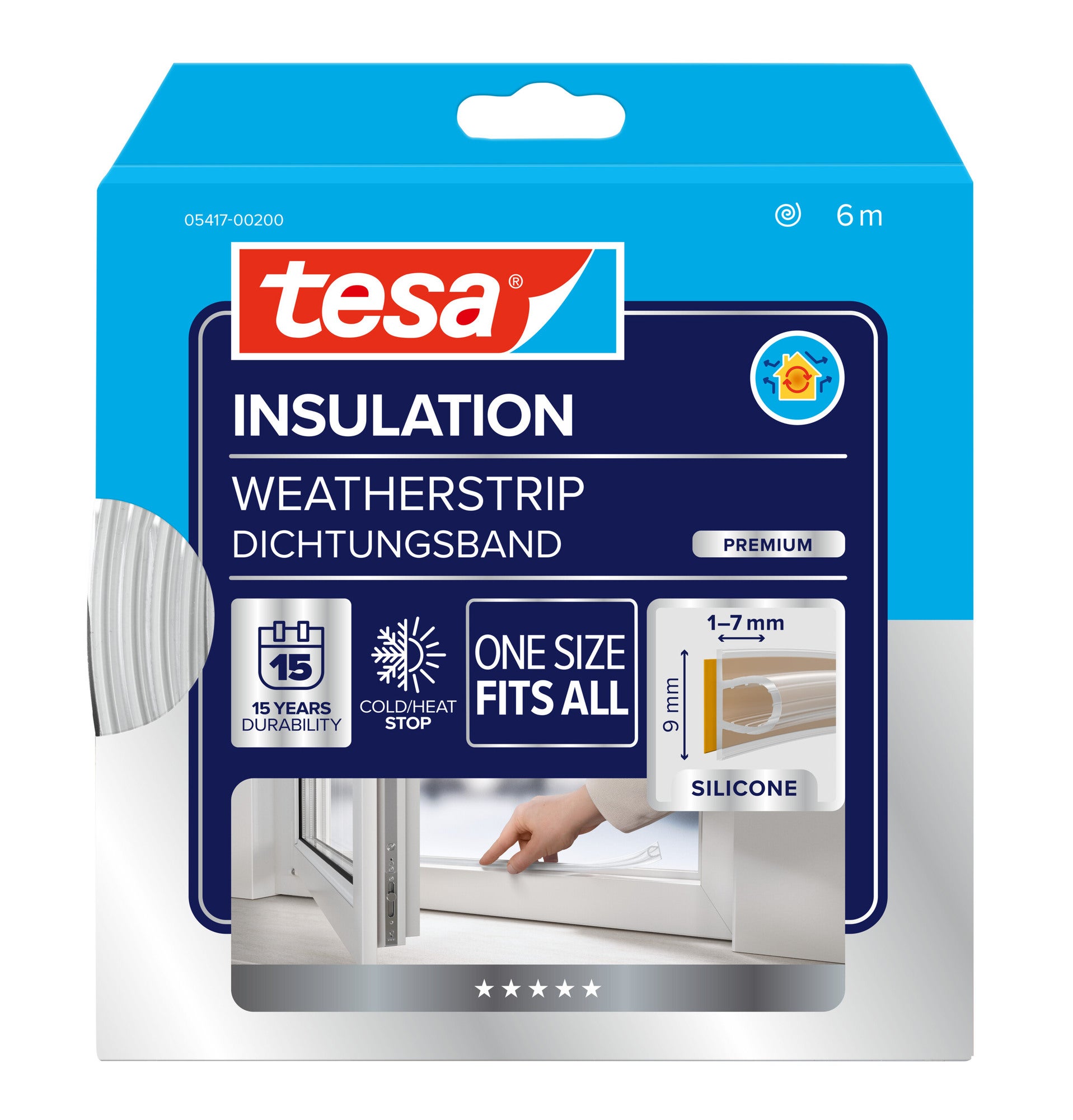 Uszczelka do drzwi i okien MOLL profil Omega 6 m bezbarwna TESA 0