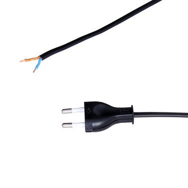 Przyłączacze z wtyczką płaską 1,9m 2x0,75 biały z wyłącznikiem czarny 2