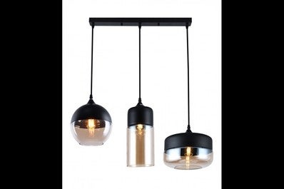 Oprawa sufitowa LENDER 3 3x E27, czarna, średnica 18cm, materiał metal+szkło