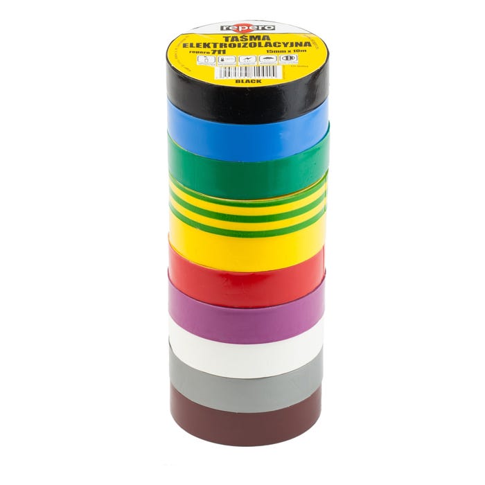 Taśma elektroizolacyjna Repero 711 15mm/10m tęcza 10szt