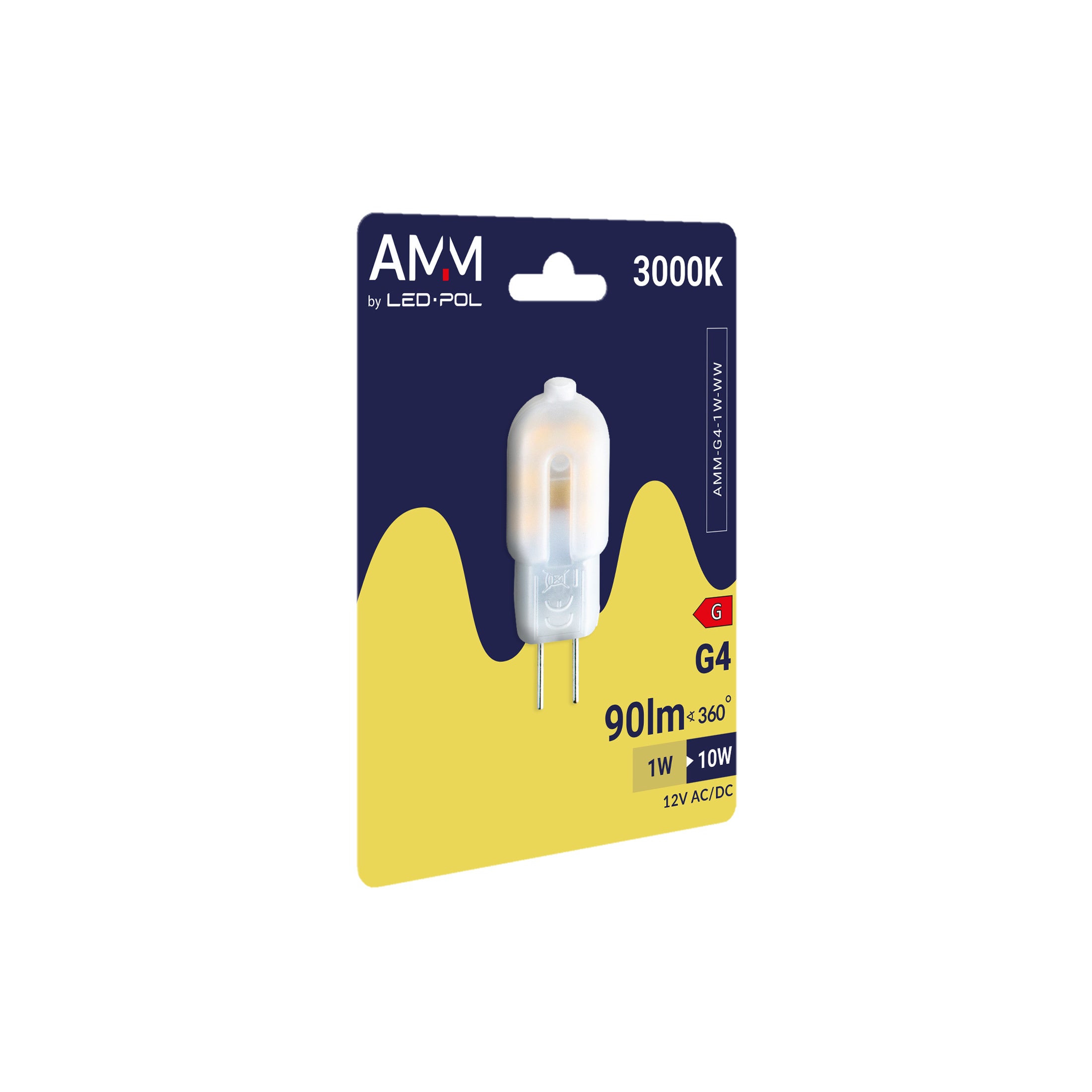 Żarówka LED 1W G4 90lm 12V ciepło biała 3