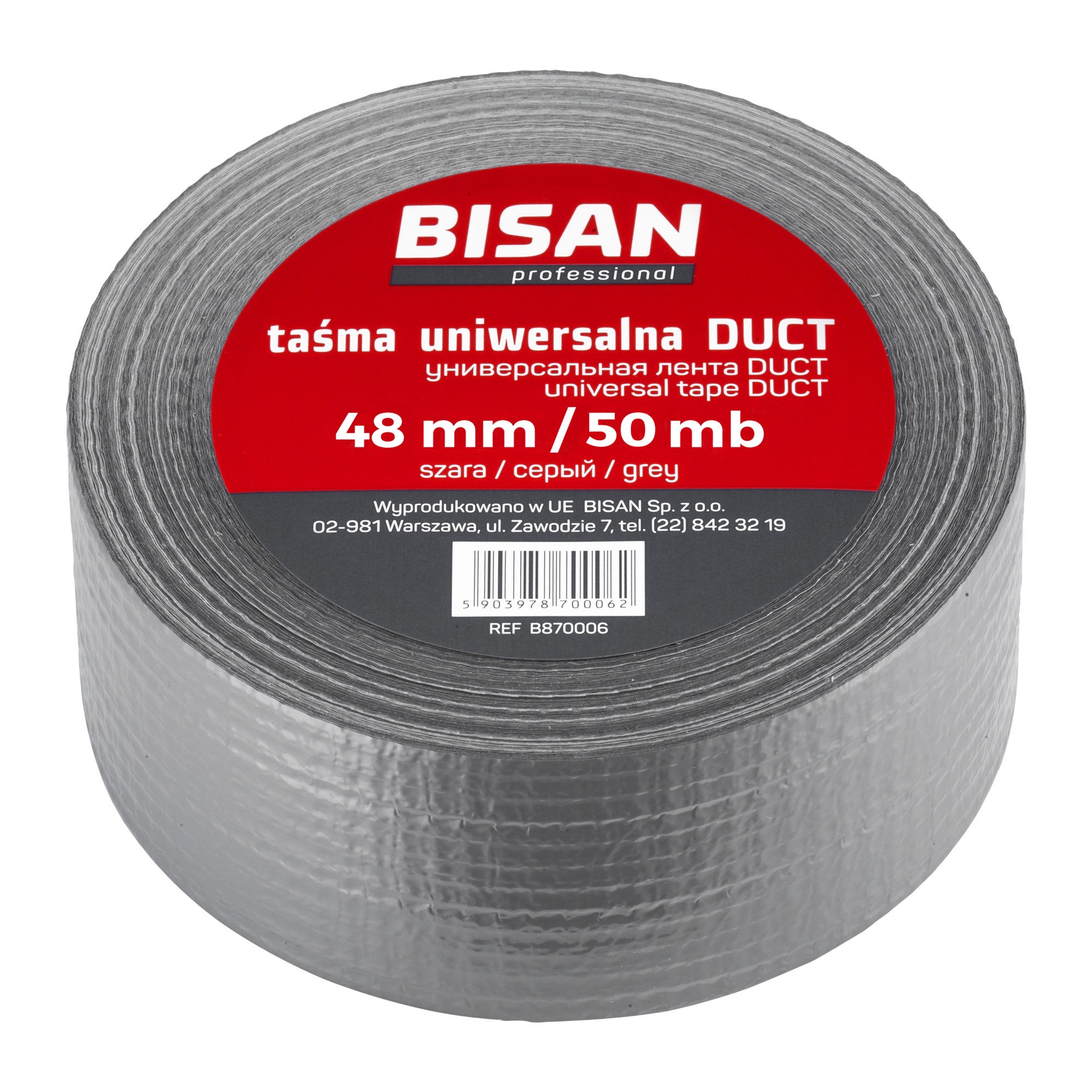 Taśma uniwersalna Duct 48mm, 50mb, szara