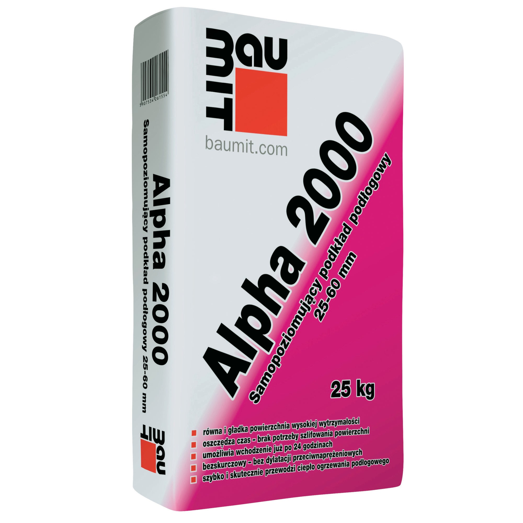 Podkład podłogowy Baumit Alpha 2000, CA-C20-F5 25 kg, samopoziomujący, 25-60 mm 0