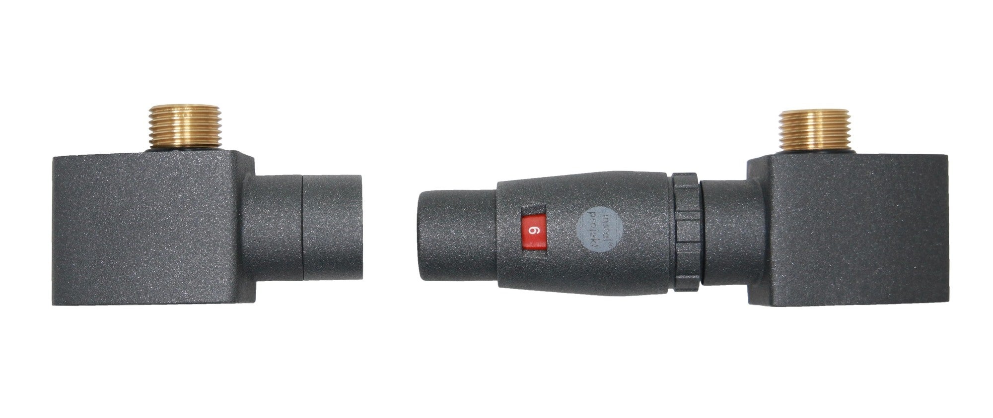 Zestaw termostatyczny Retto, osiowy prawy, ze złączkami Pex, grafitowy