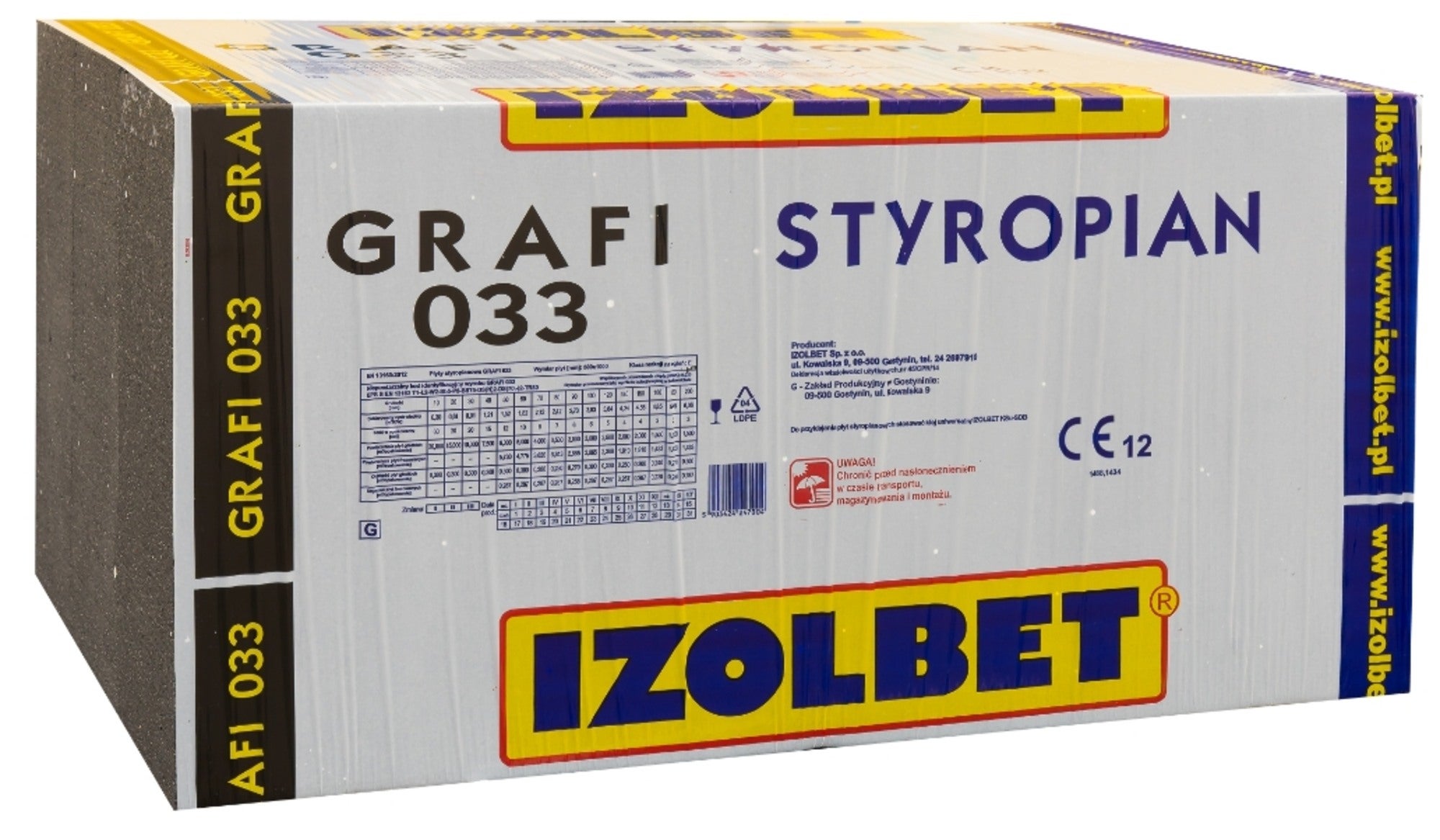 Styropian Izolbet Grafi 15 cm EPS 0,033 W/(mK) 2 m2