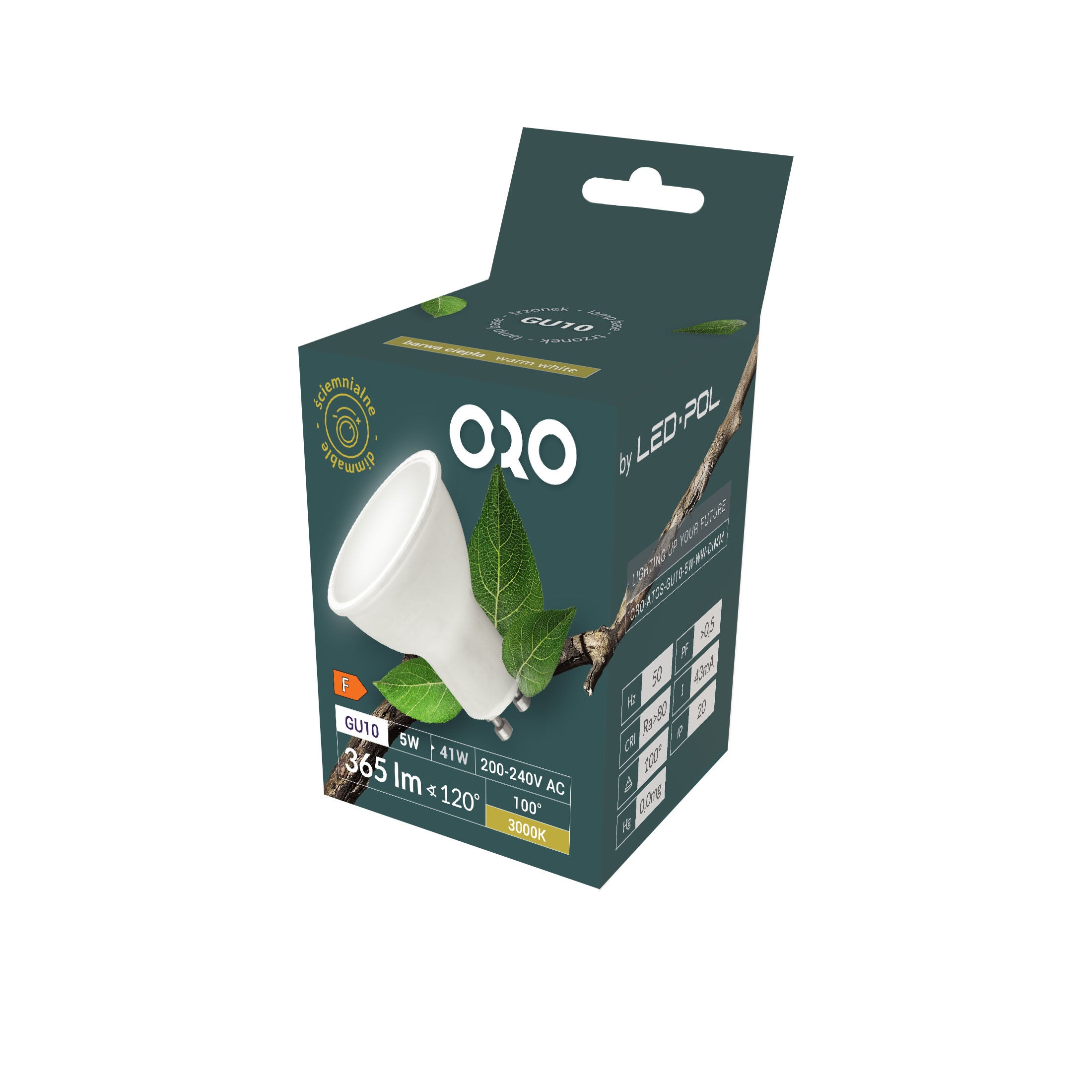 Żarówka LED GU10 5W 365lm 3000K ściemnialna TRIAC 4