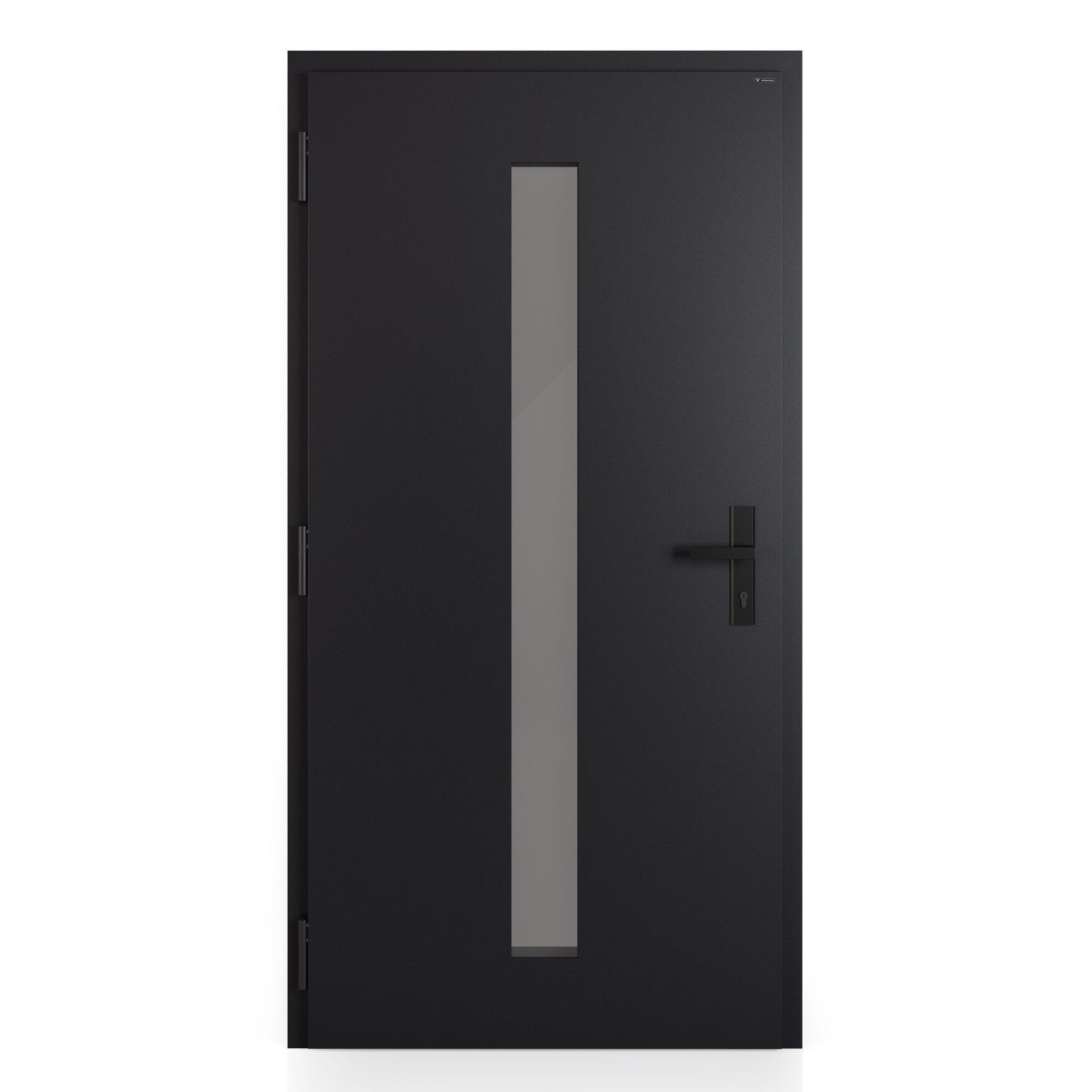 Drzwi zewnętrzne NOVIA Vitre szyba stopsol szary czarne (RAL 9005 struktura) 90 lewe