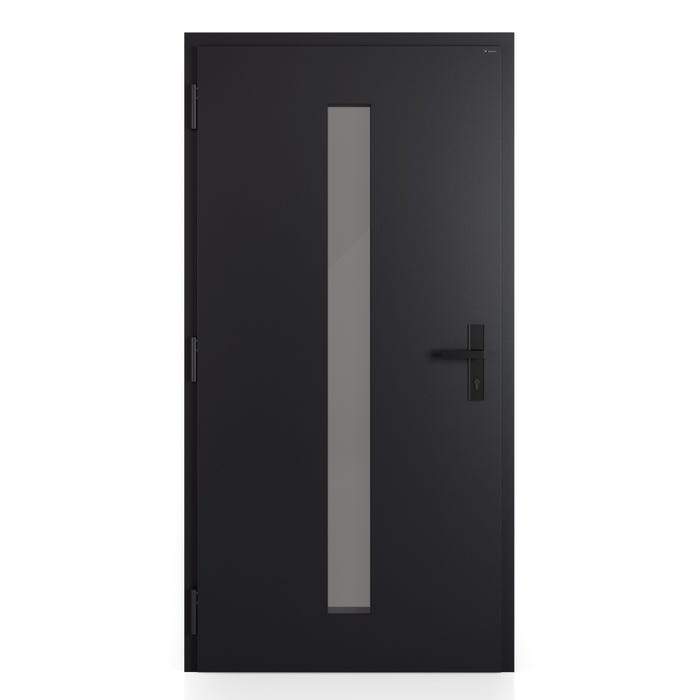 Drzwi zewnętrzne NOVIA Vitre szyba stopsol szary czarne (RAL 9005 struktura) 90 lewe