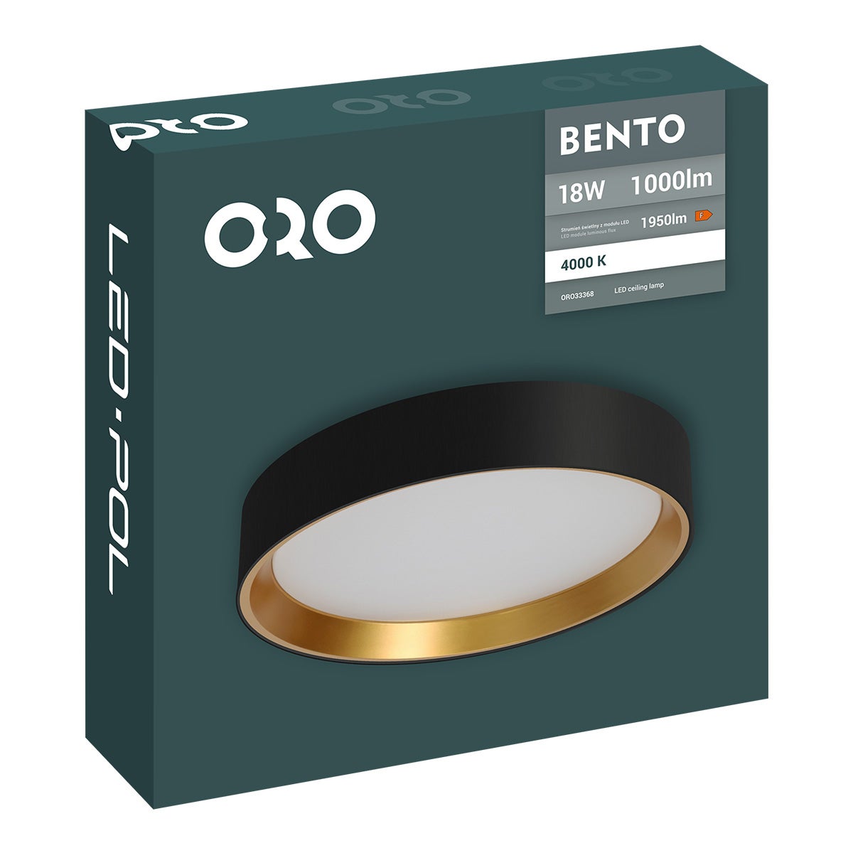Plafon LED Bento 18W 1000 lm IP20, czarny/złoty 1
