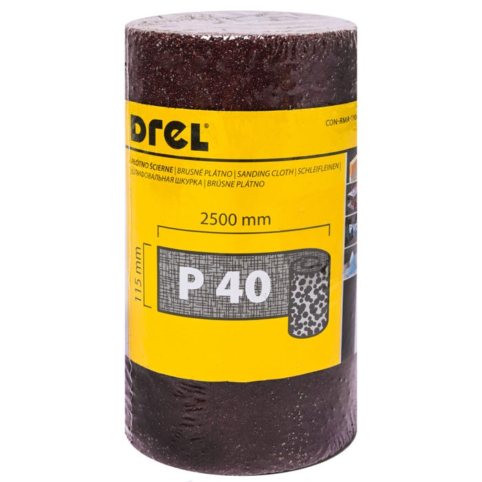 Płótno ścierne w rolce 115 mm P40, 2,5 m