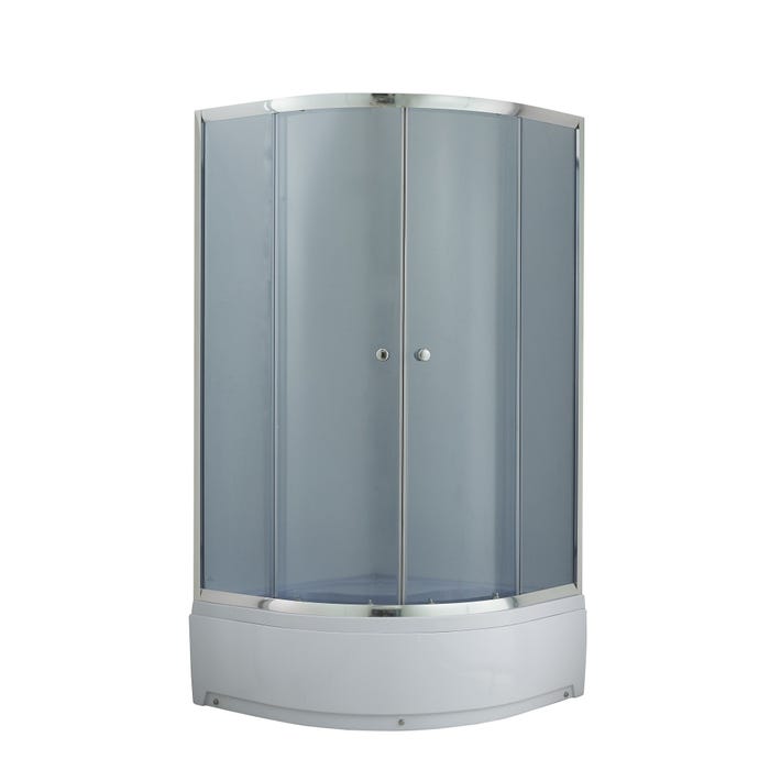 Kabina prysznicowa półokrągła Savana Evelina Plus 90 x 90 cm z brodzikiem chrom szkło grafitowe