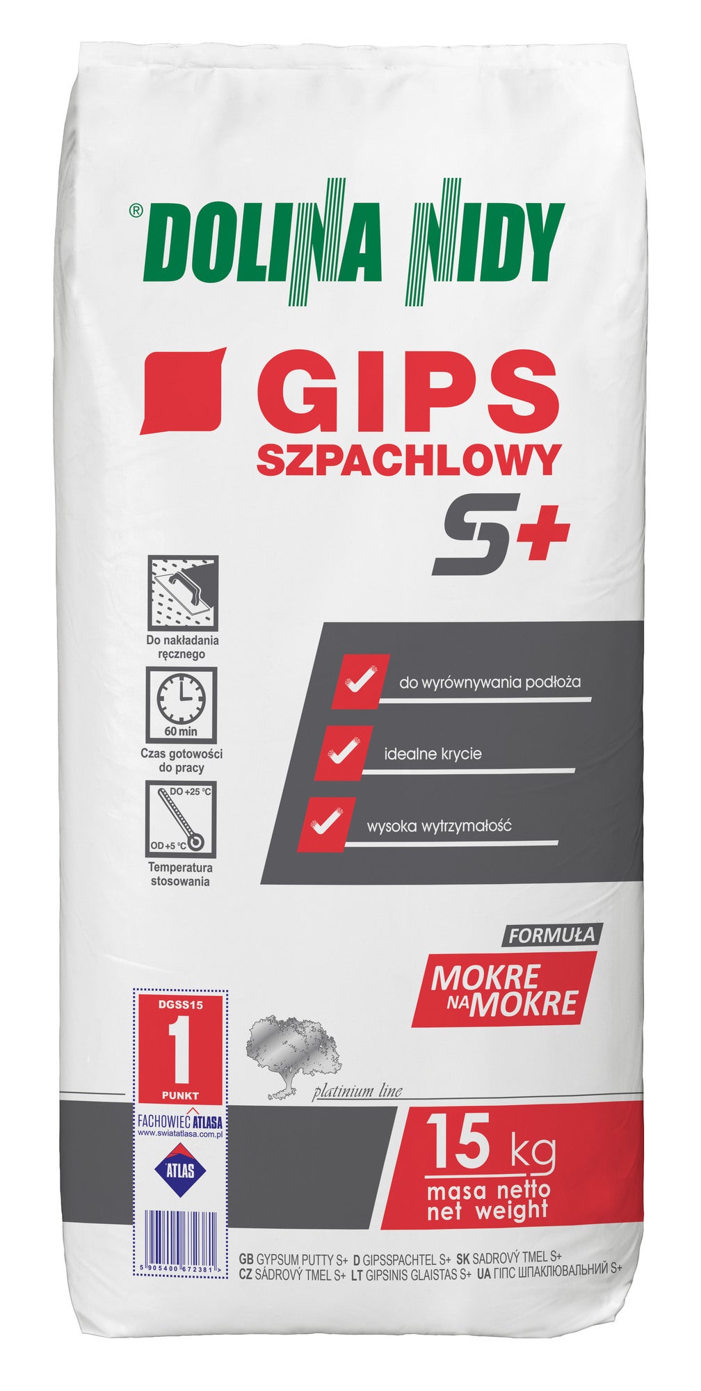 Gips Szpachlowy S+ Dolina Nidy 15 kg