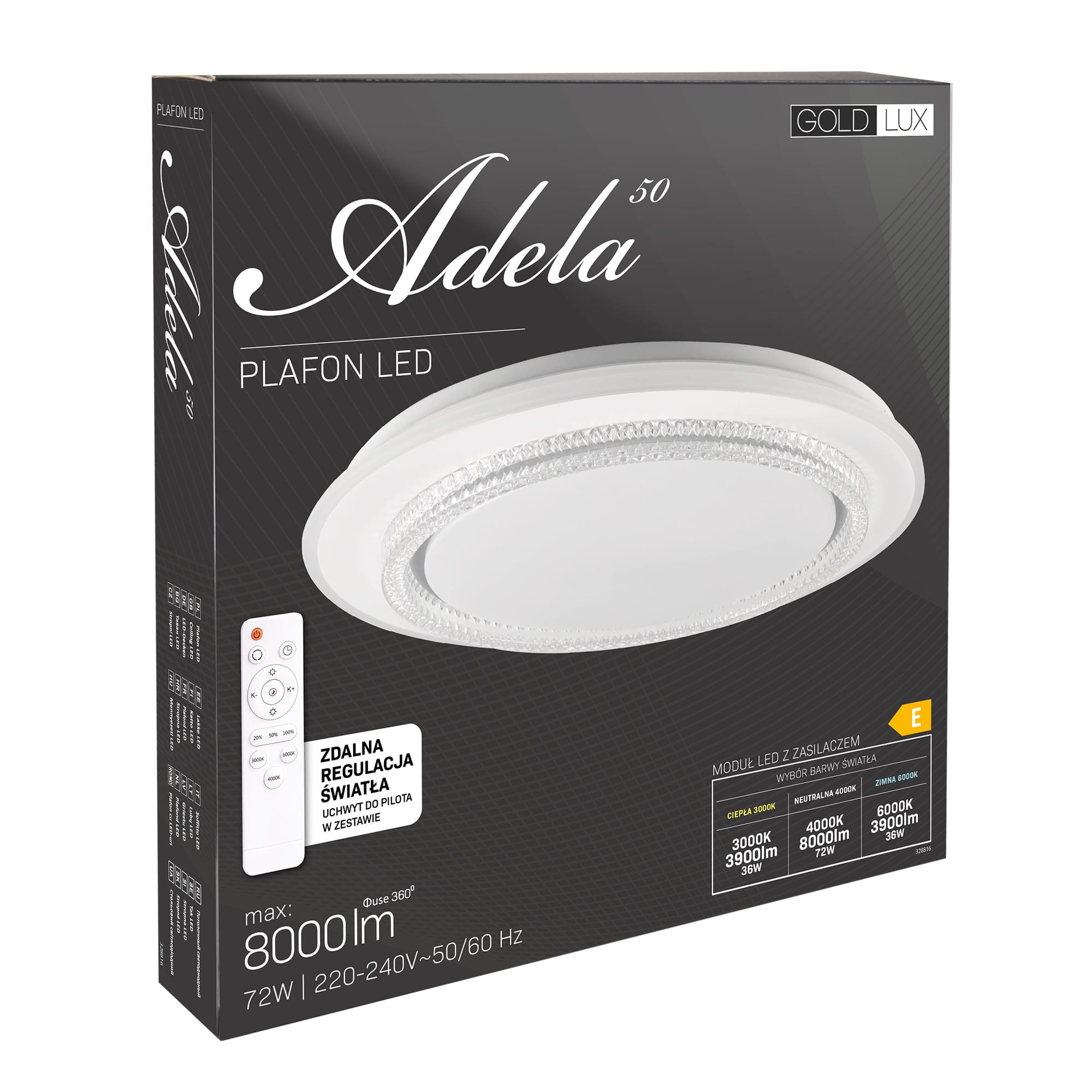 Plafon LED Adela 72W 8000lm, z pilotem 4