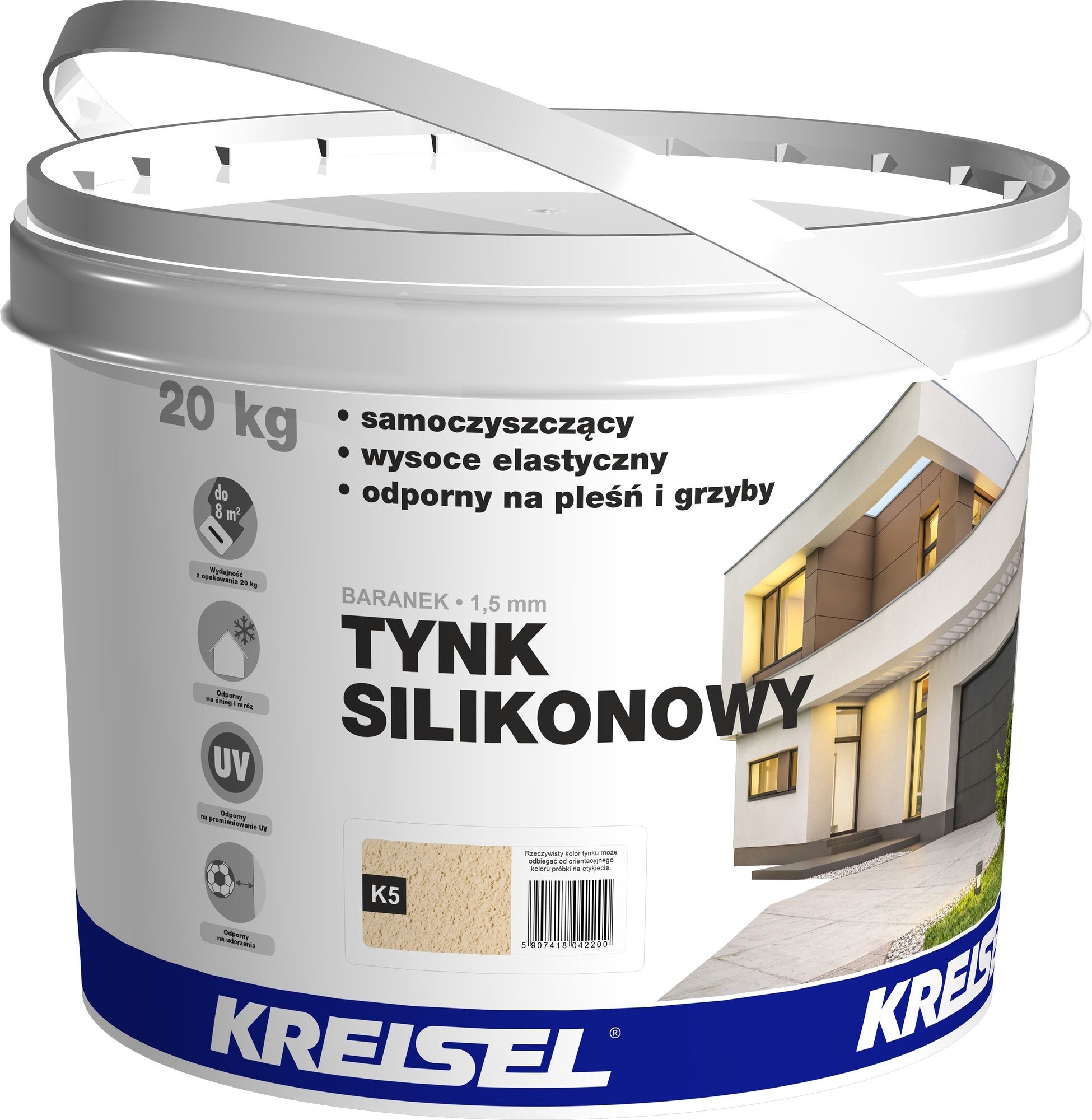 Tynk silikonowy Kreisel 20 kg, baranek 1.5 mm, beżowy 0