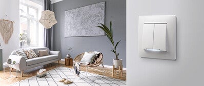 Ospel Szafir biały łącznik dwugrupowy świecznikowy z podświetleniem białym 2