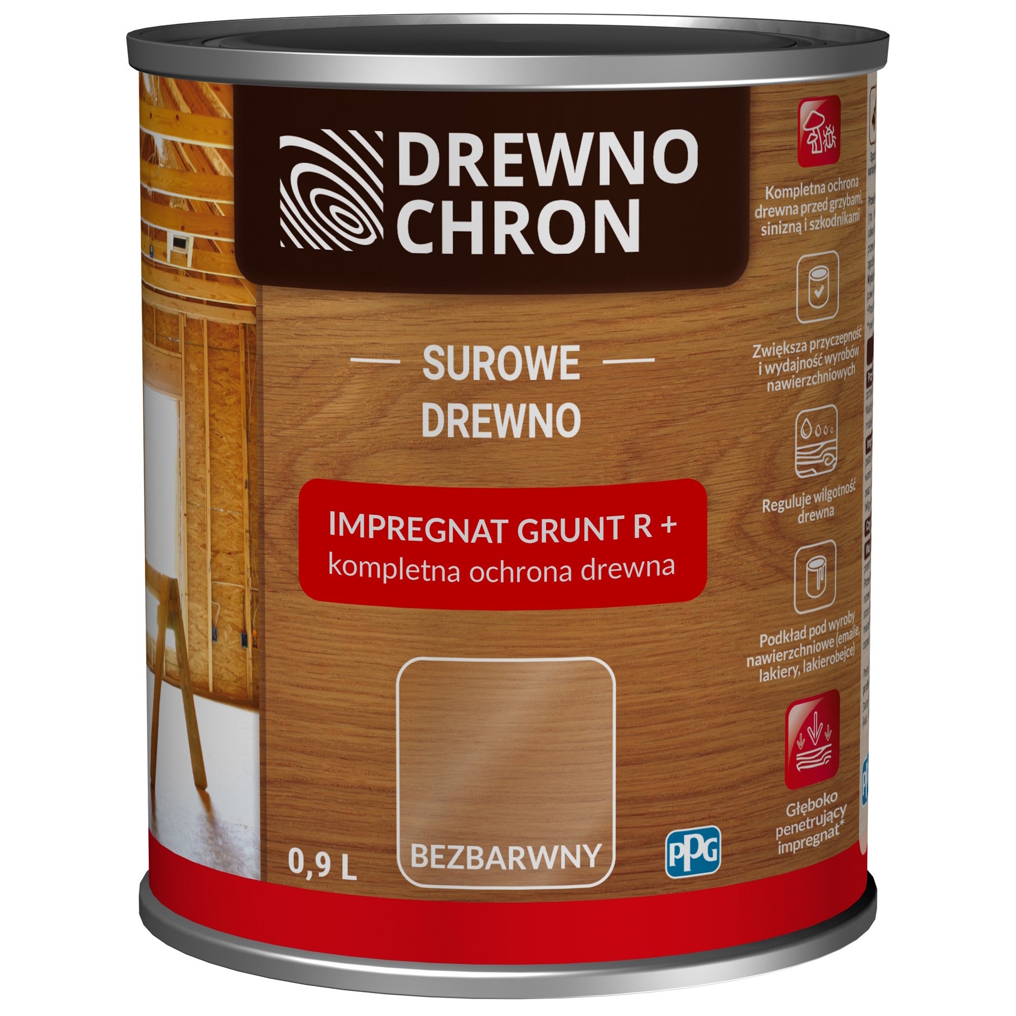 Drewnochron impregnat grunt R+ bezbarwny 0,9l