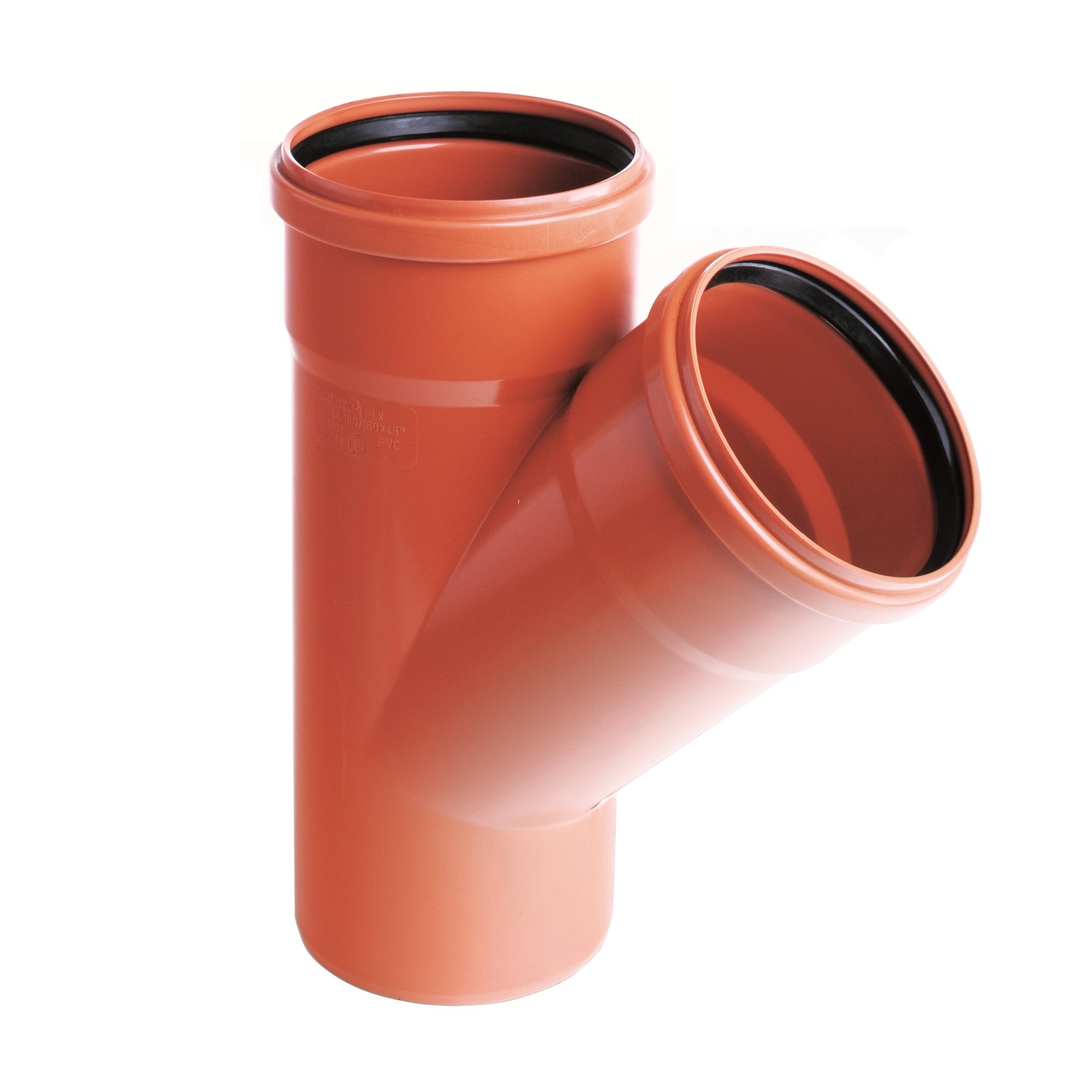 Trójnik kanalizacyjny zewnętrzny, PVC fi 160/110 mm, kąt 45°