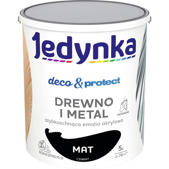 Farba Jedynka Deco&Protect matowa czarny 5l