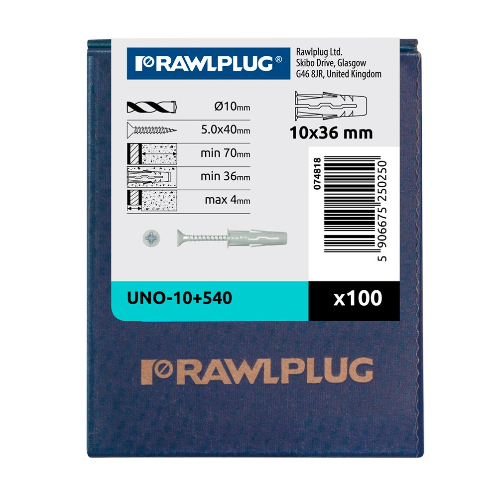 Kołek rozporowy uniwersalnyUNO fi 10 z wkrętem 6.0x50 mm (100 szt.) 1