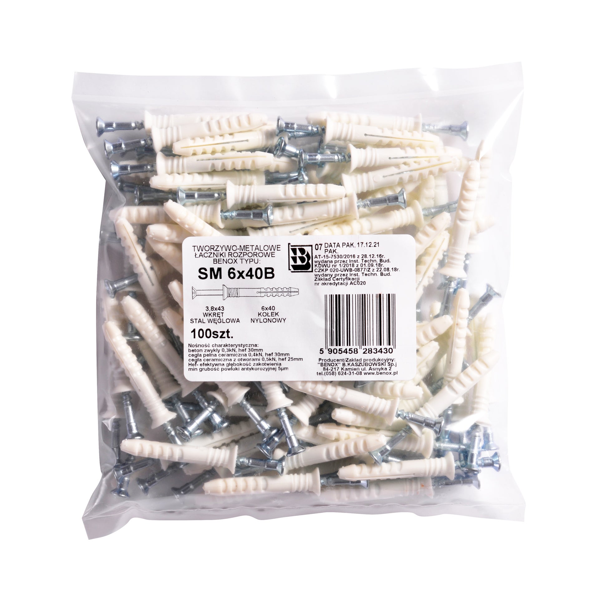 Kołek do szybkiego montażu 6.0x40 mm (100 szt.) 1