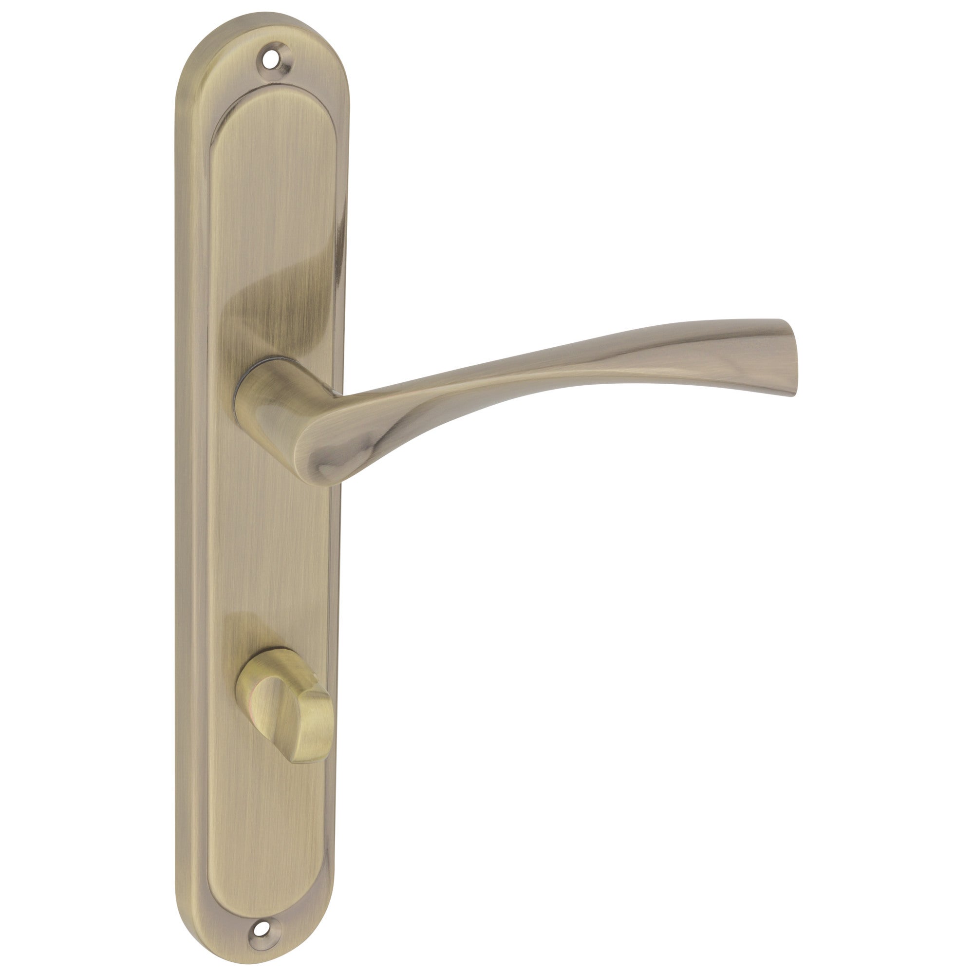 Klamka Febe z długim szyldem wc patyna