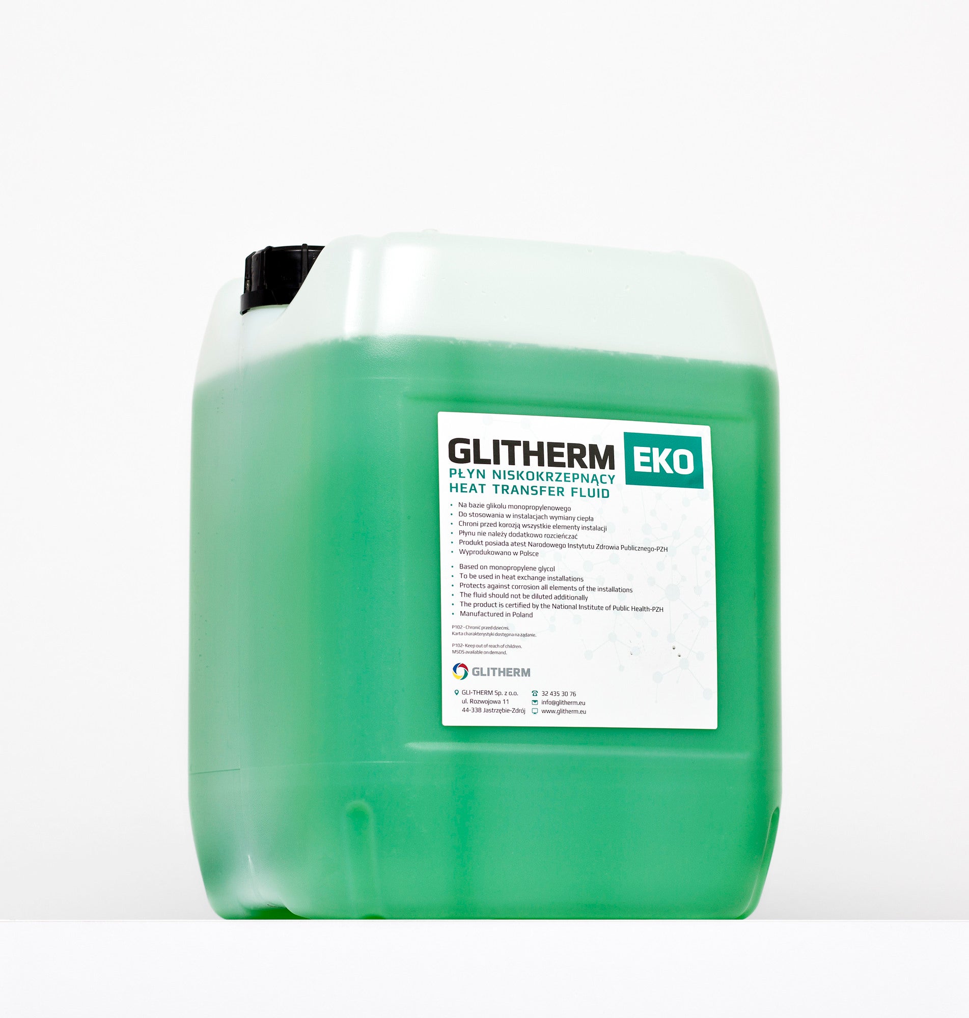 Płyn propylenowy antyzamarzaniowy Glitherm Eko - 35 st, 20 kg, zielony 1