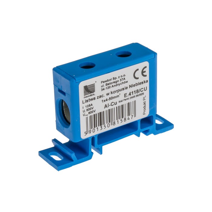 Listwa zaciskowa AL/CU 2,5-50 niebieska E.4118/CU