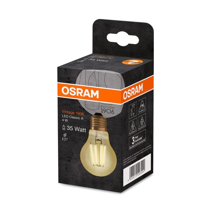 Żarówka LED E27 A60 4W 410lm 2400K filament bursztynowy