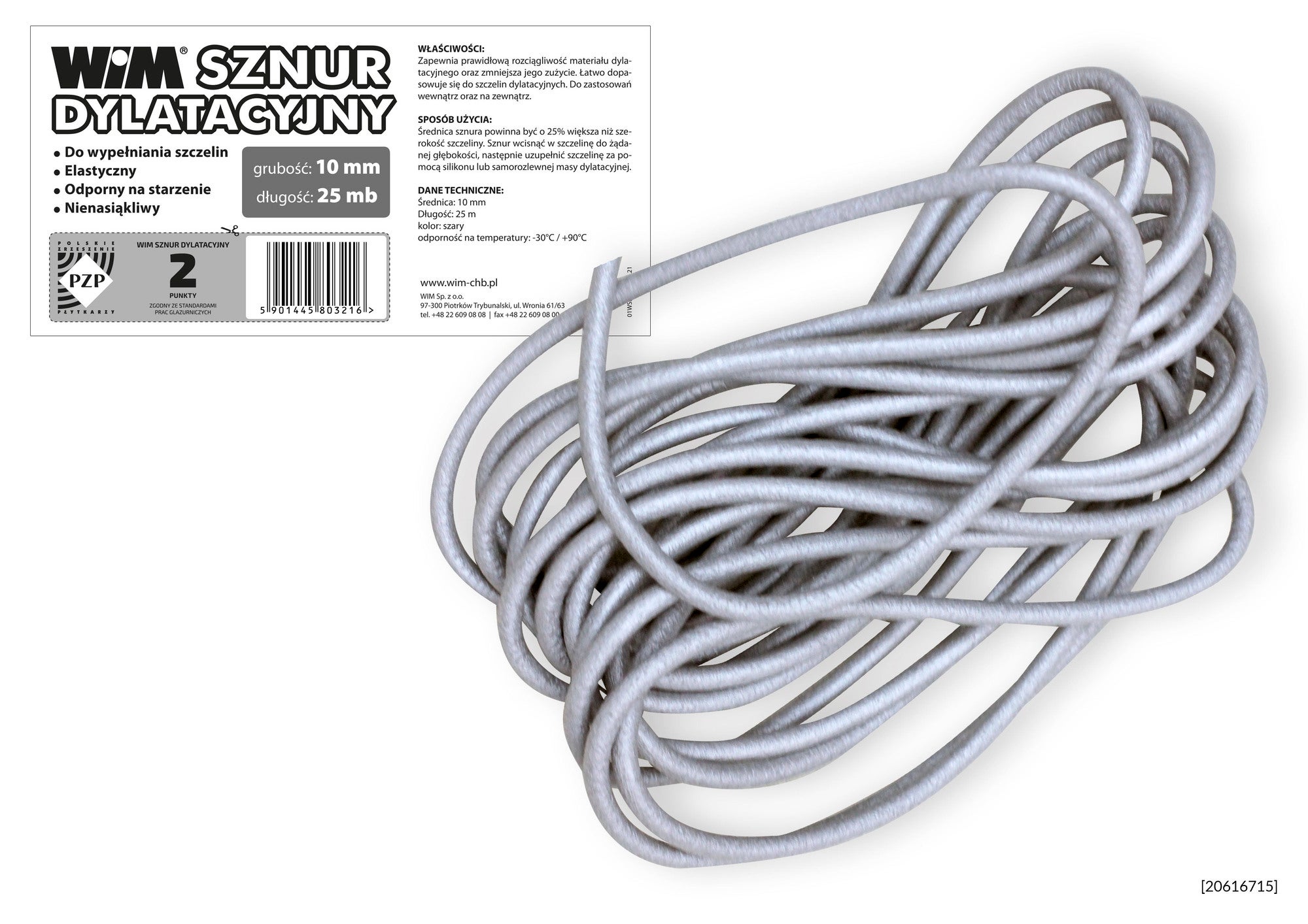 Sznur dylatacyjny 10 mm op. 25 m 0