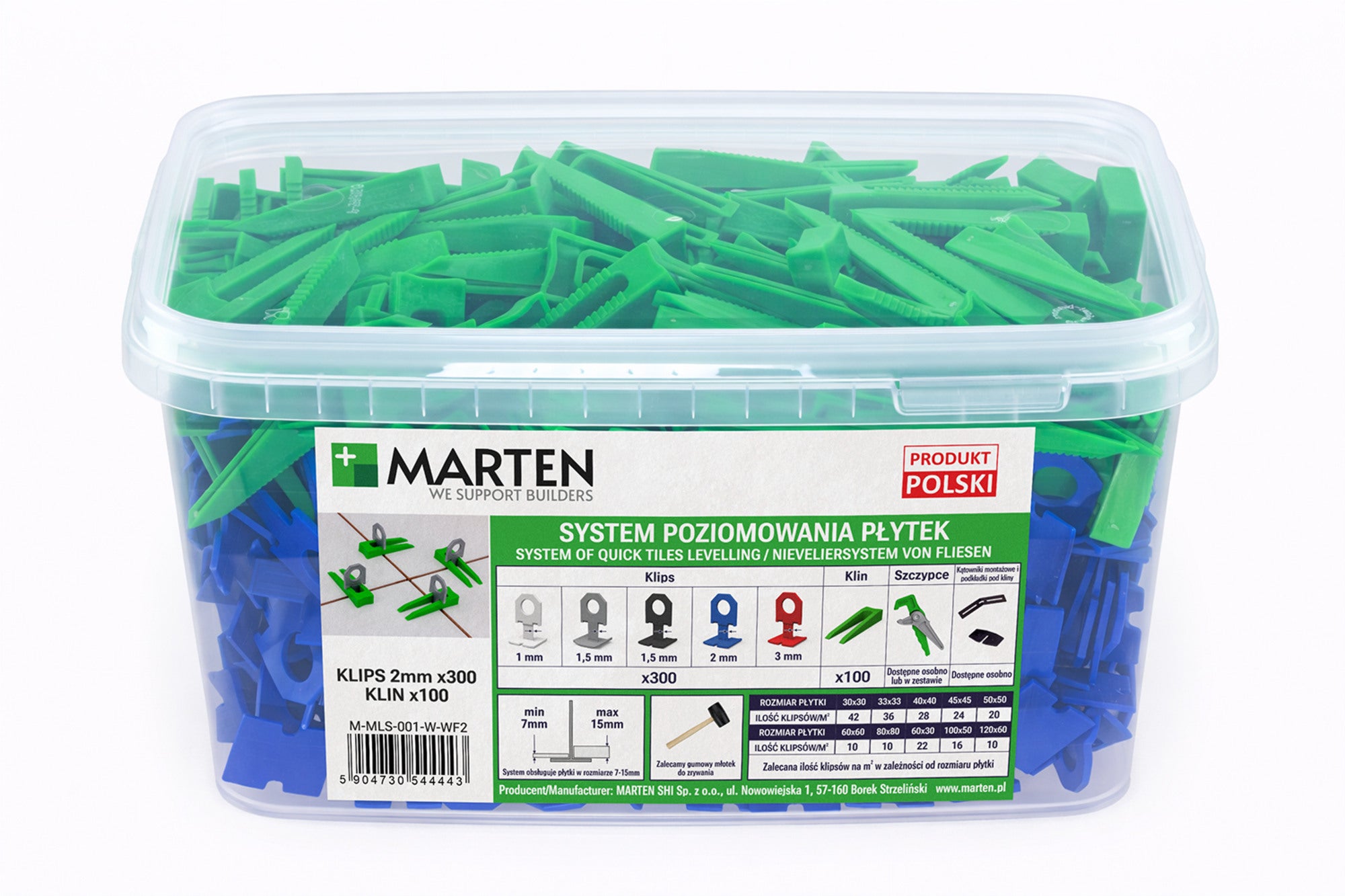 System poziomowania MIX: kliny 100 szt.+ klipsy niebieskie 2mm 300 szt.