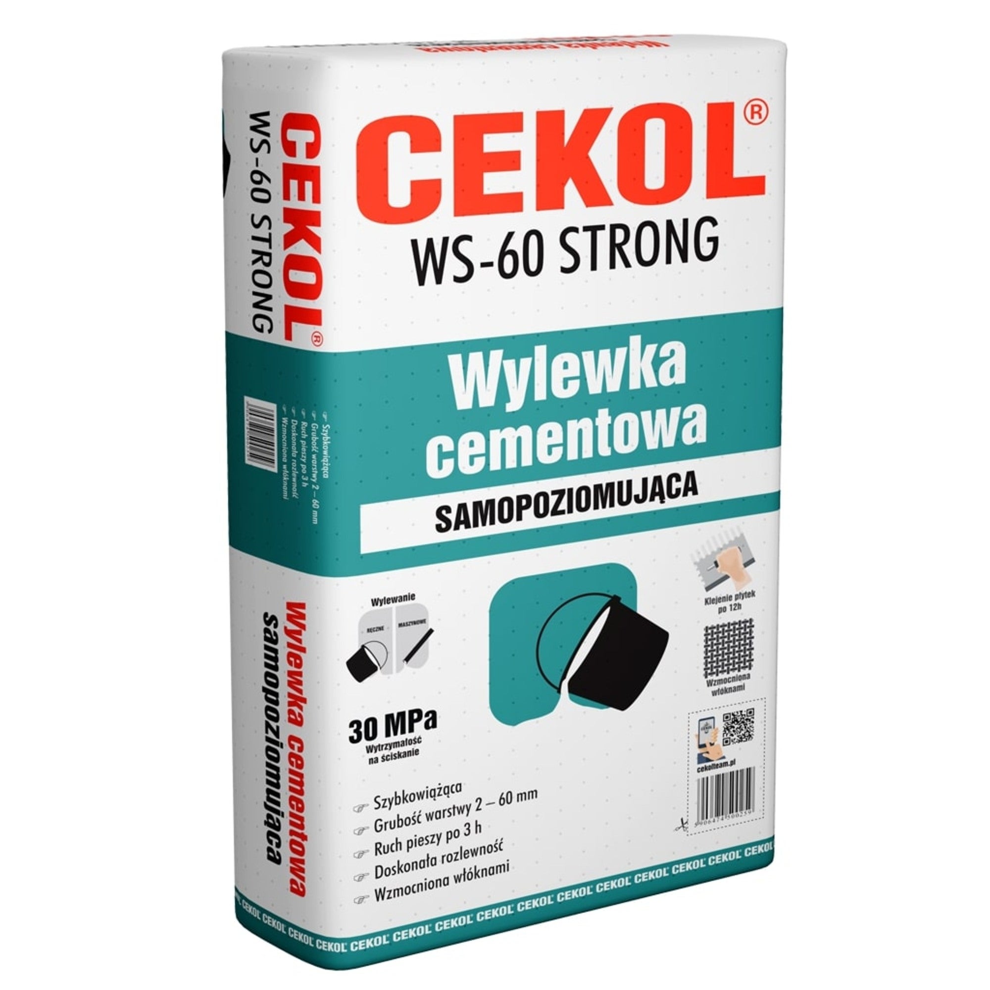 Wylewka samopoziomująca Cekol WS-60 Strong 25 kg, szybkowiążąca