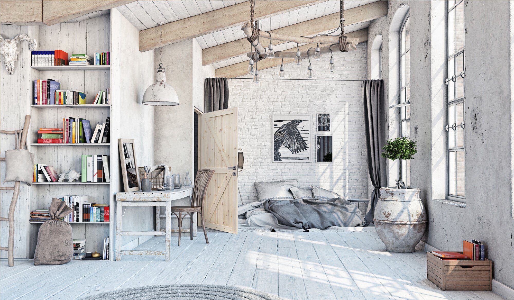 Skrzydło pełne Loft 2 60 prawe sosna surowa 1