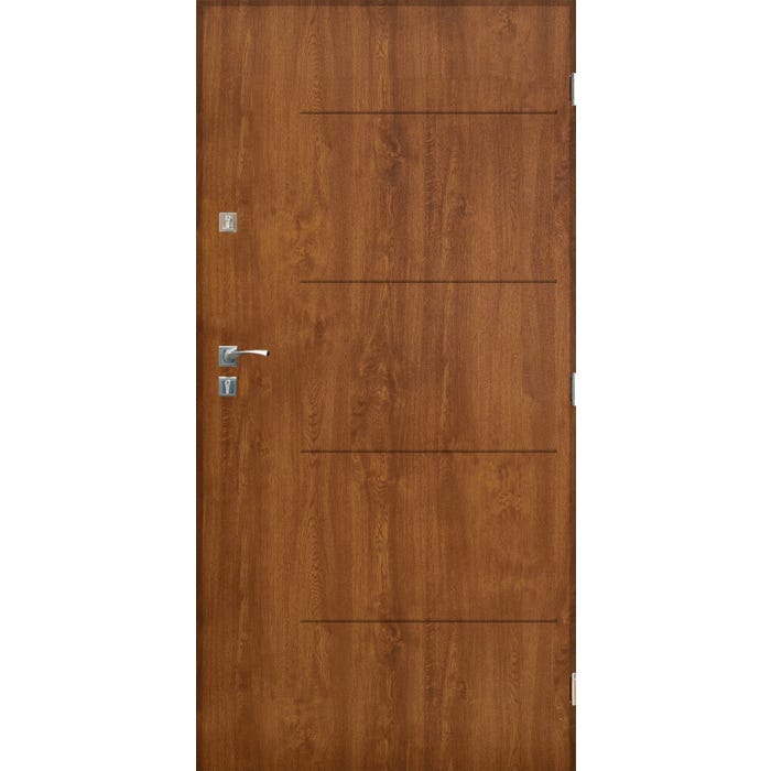 Drzwi zewnętrzne pełne Lublin 90 cm prawe złoty dąb