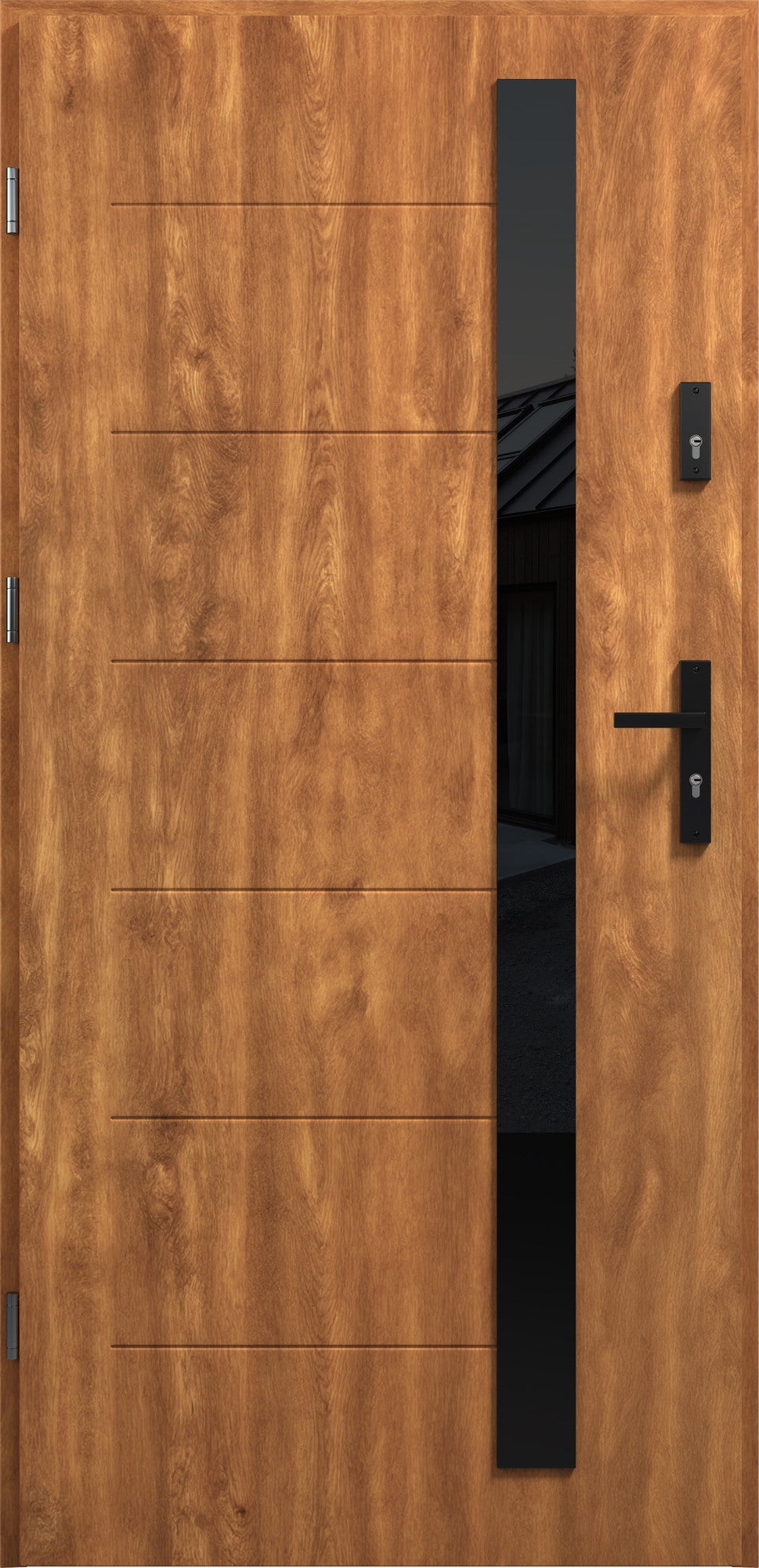 Drzwi zewnętrzne Malmo Antisol Black złoty dąb 90 lewe
