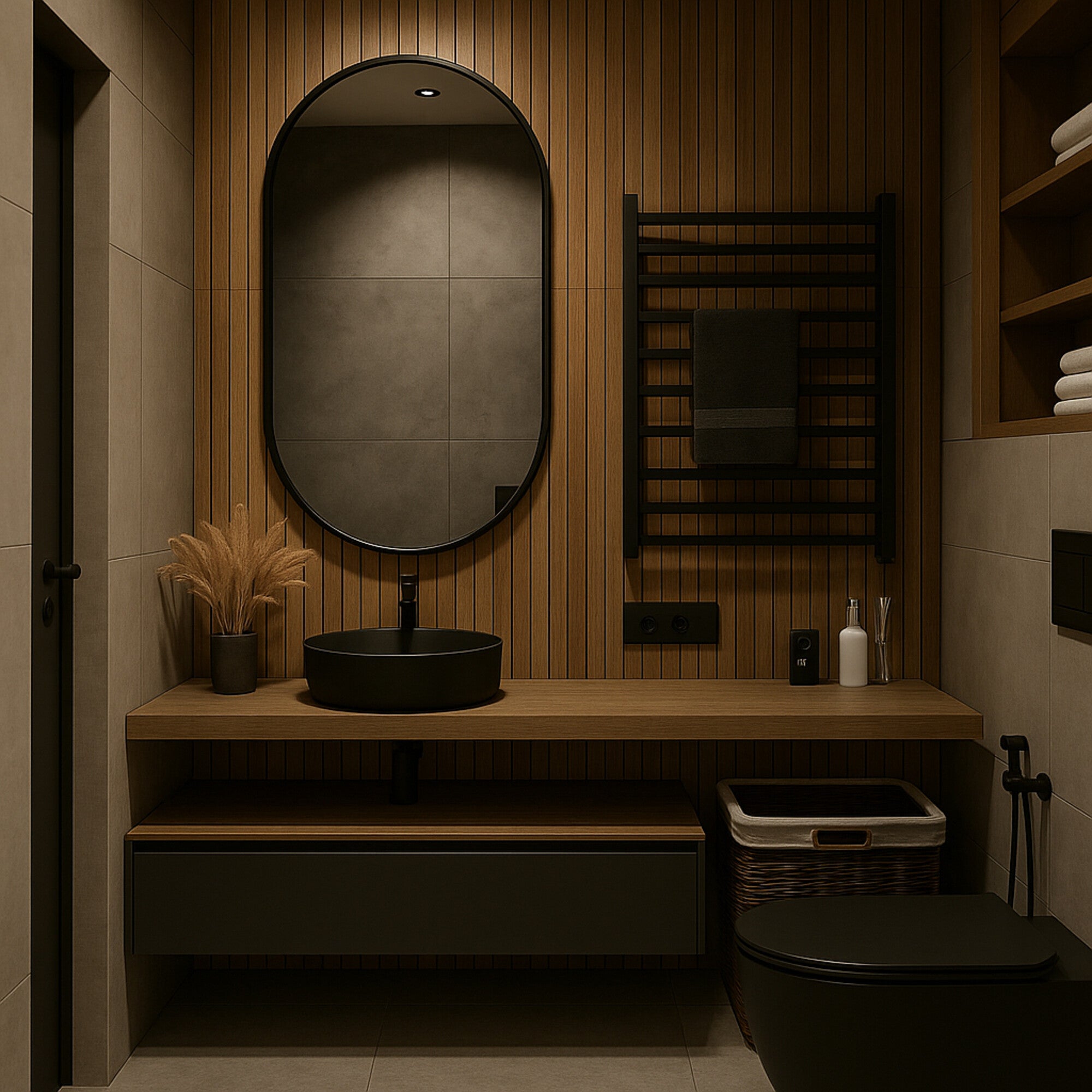 Lustro owalne Slim 90 x 60 cm z ramą czarną 3