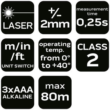 Dalmierz laserowy IP54 NEO 75-208, zasięg 80 m 8