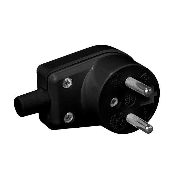 Wtyczka kątowa 16A z uziemieniem czarna WB-6