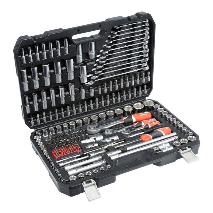Zestaw kluczy nasadowych 1/4", 3/8", 1/2", 216 szt.