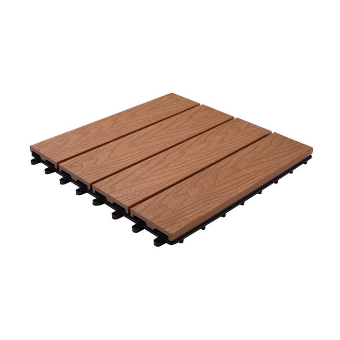 Podest tarasowy, kompozytowy, 4-lamelowy, wym. 300x300 mm, struktura drewna, teak