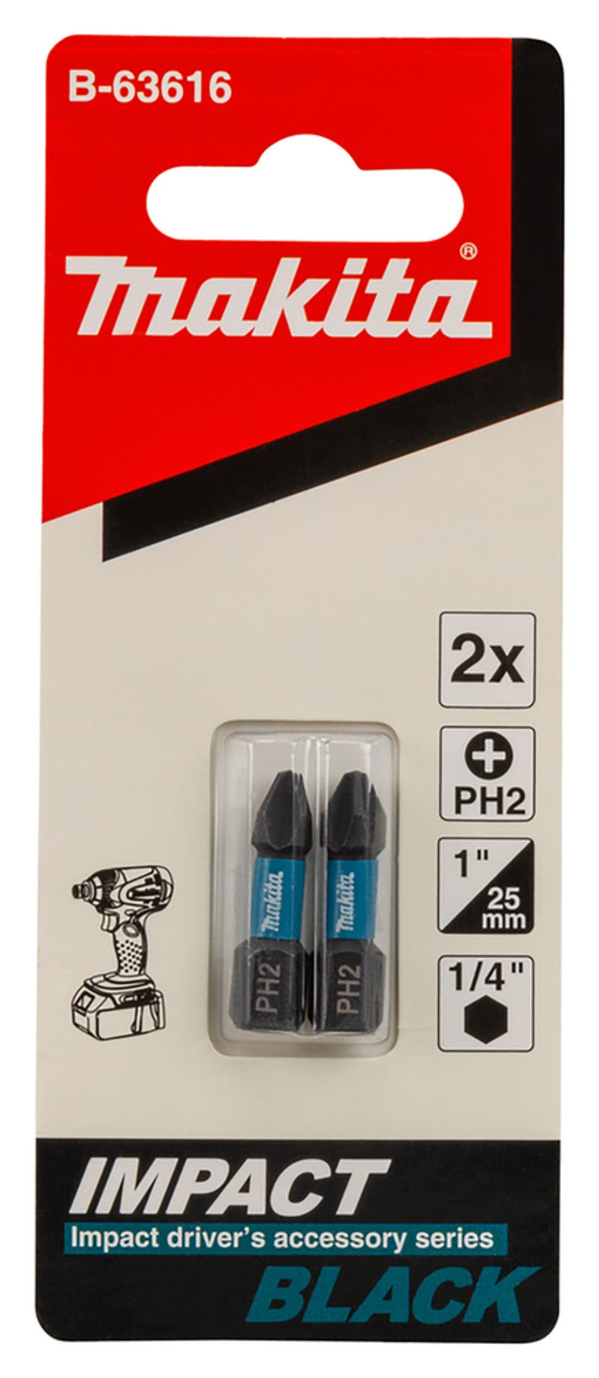 Bit wkrętarkowy Makita PH2-25mm 2szt.