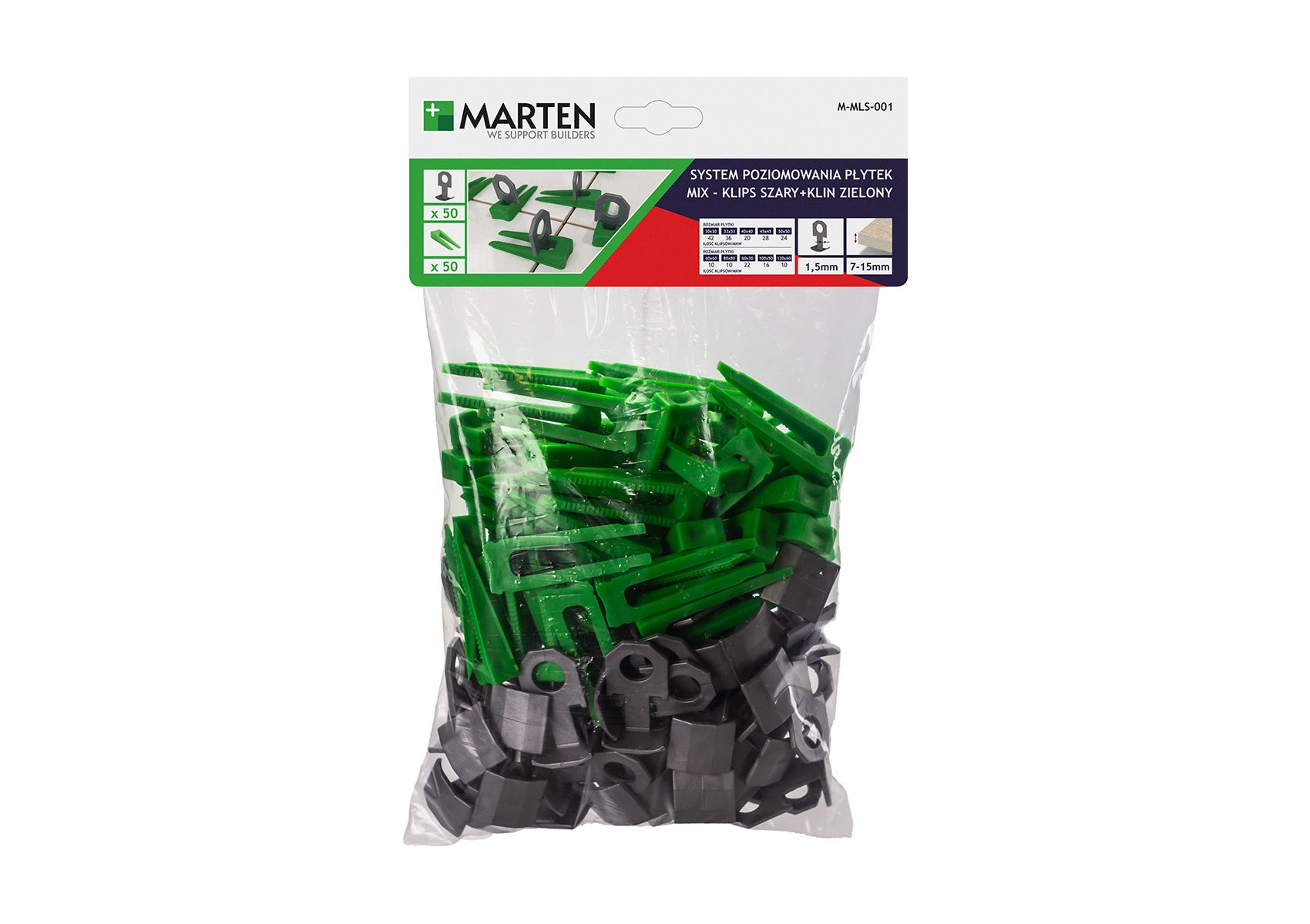 System poziomujący do płytek KLIN + KLIPS 50 + 50 szt. 1.5 mm 1