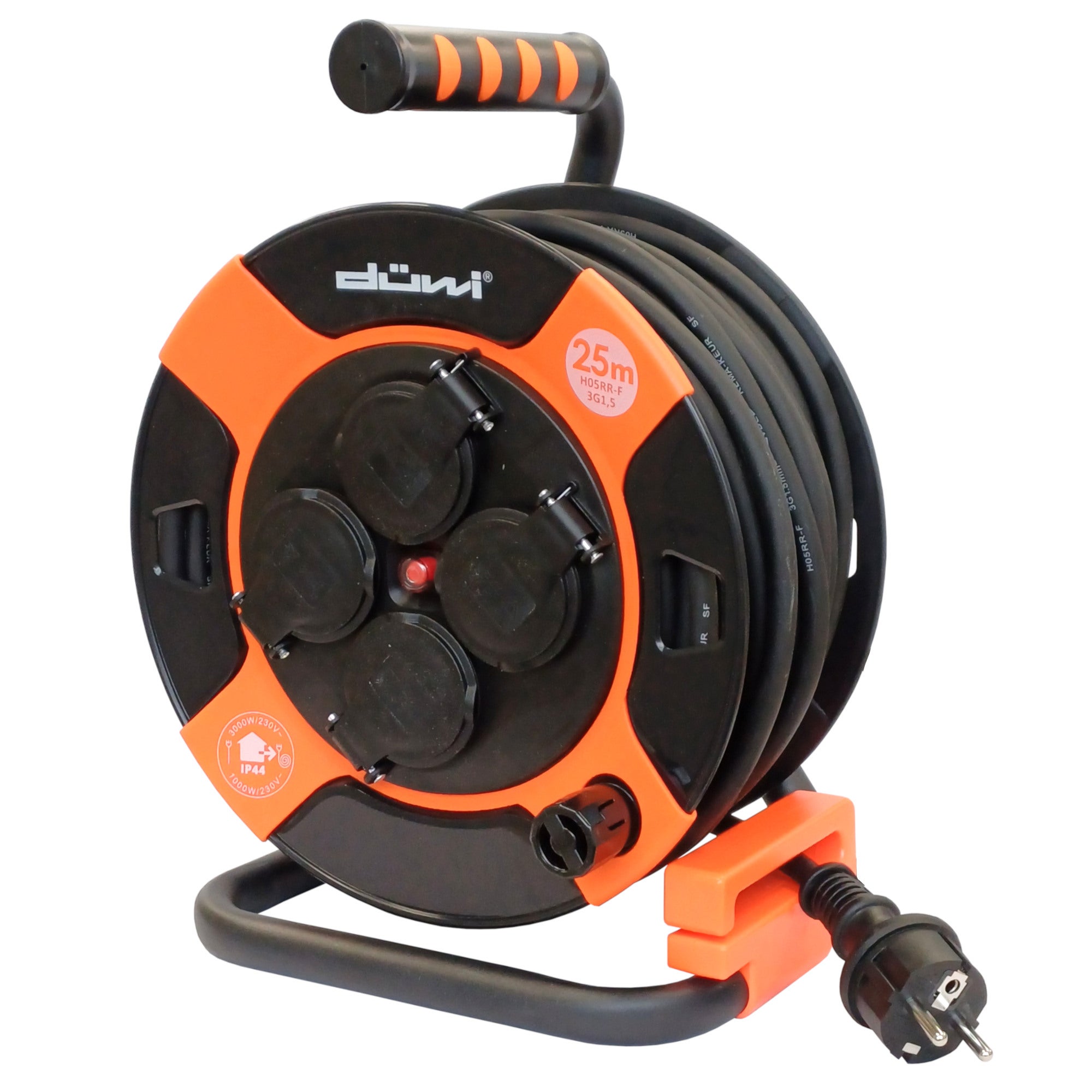 Przedłużacz bębnowy 25m H05RR-F 3x1,5 mm2 guma IP44