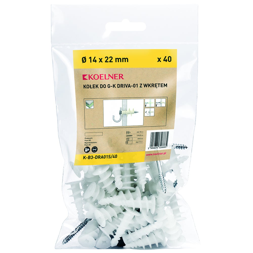 Kołek do G-K DRIVA z wkrętem (40 szt.)  1