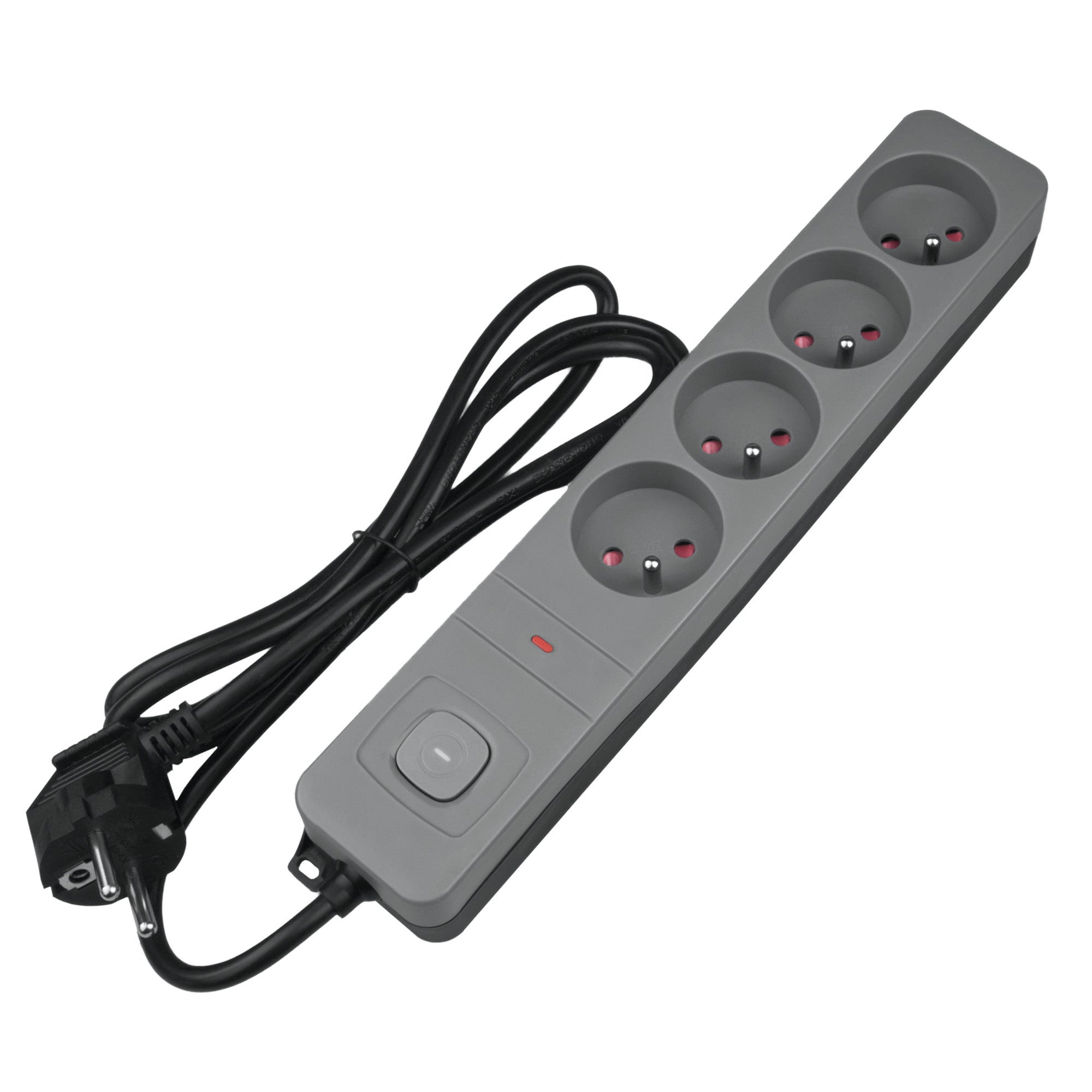 Listwa przeciwprzepięciowa 3m 4 gniazda z uziemieniem, szara