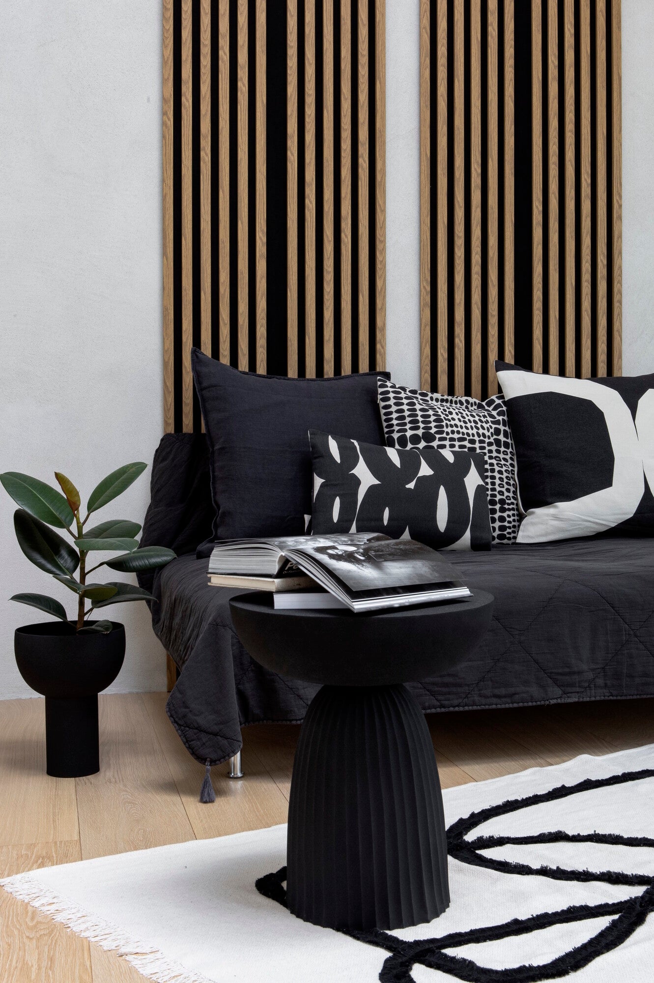 Panel lamelowy na filcowym podkładzie WOODLINE 2700x300 dąb jasny, tło czarne 3