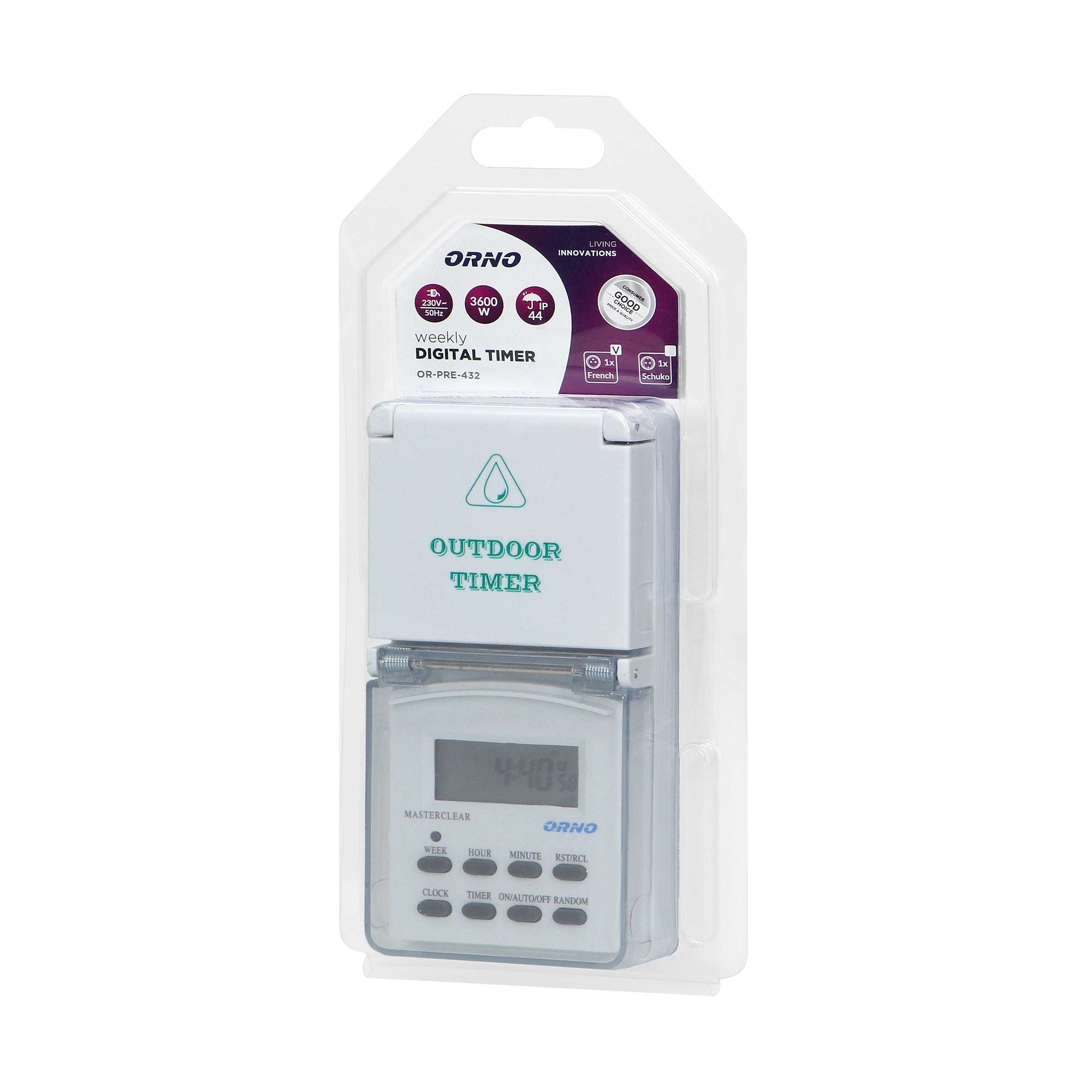 Elektroniczny programator czasowy 8 programów, IP44 1